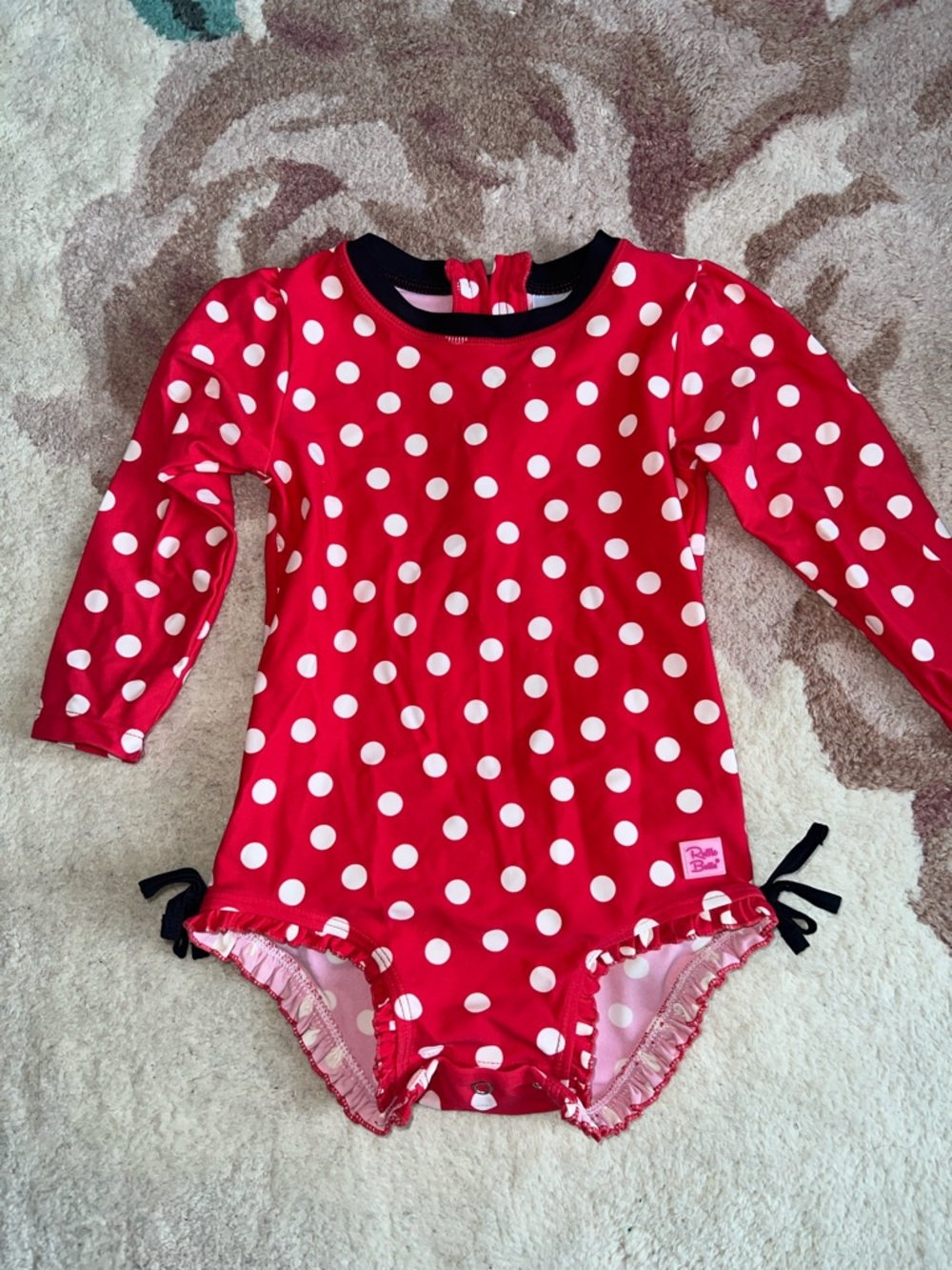 Ruffle Butts Red and White Polka Dot Long-Sleeve One-Piece
